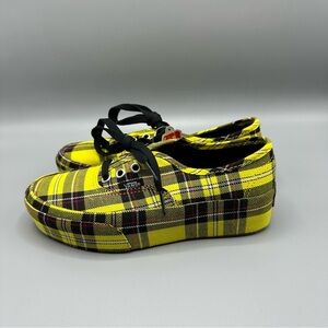 Vans Authentic Platform Patent Plaid Yellow NWB